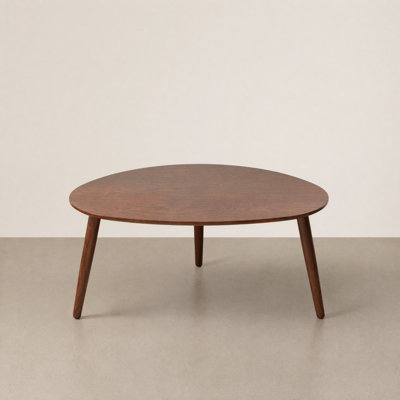 33.5"W Solid Oak Modern Coffee Table-Brown Oak
