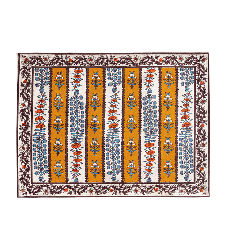 Avignon 100% Cotton Rectangle Placemats, Dijon/Blue