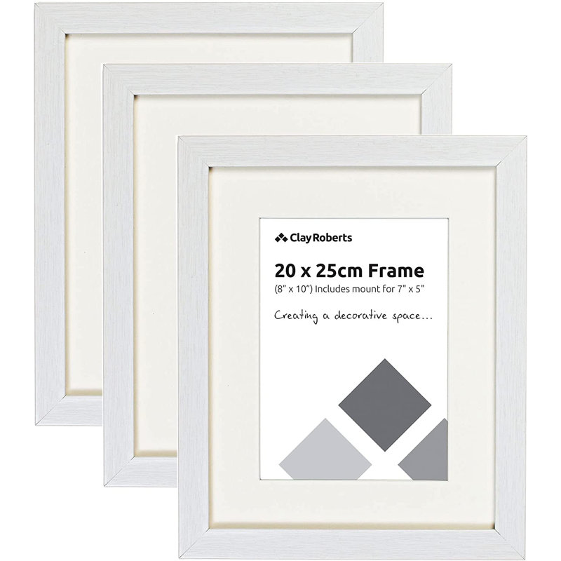 Picture Frame - Set of 3 with Mat, White