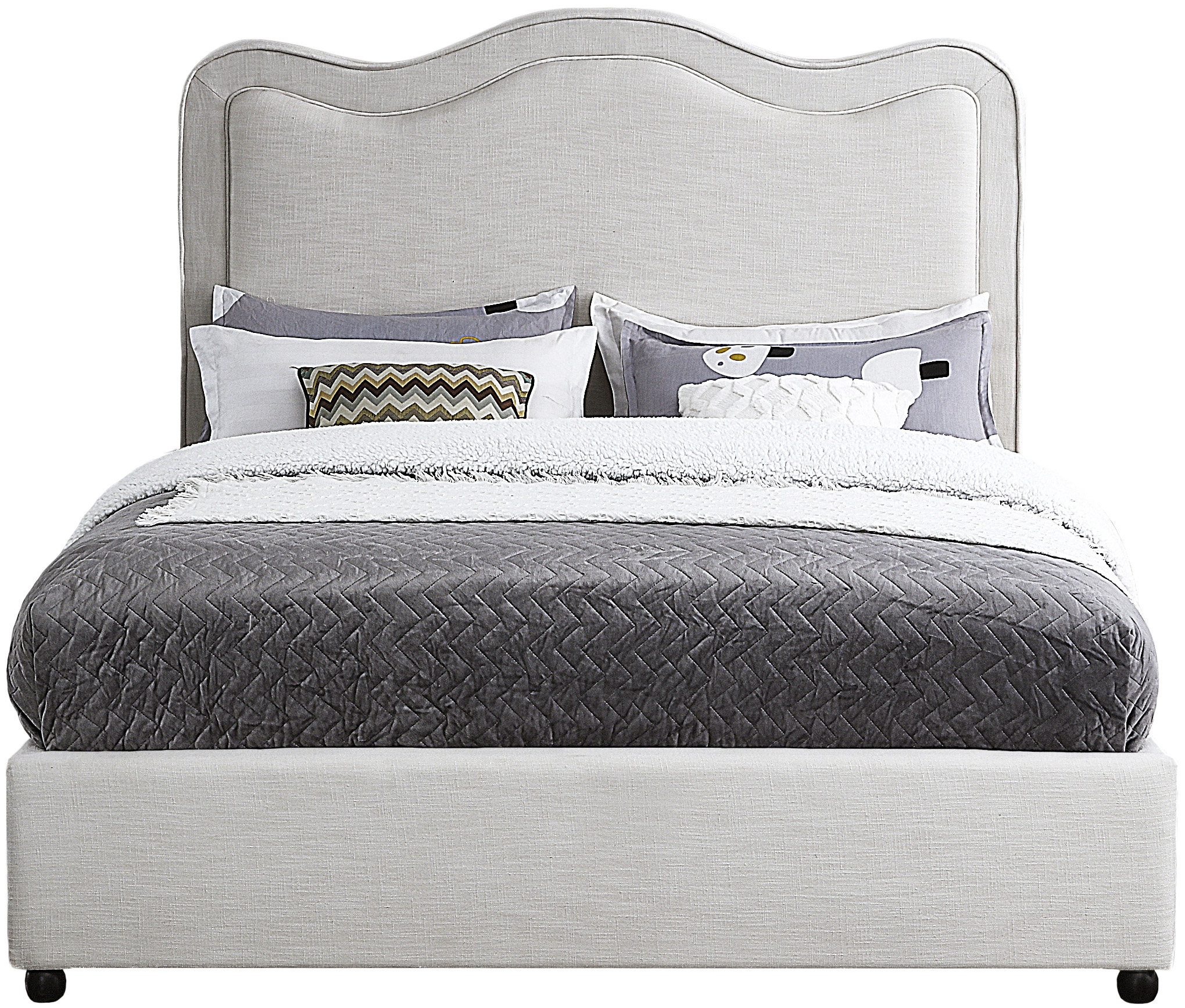 Upholstered Scalloped Bed - King