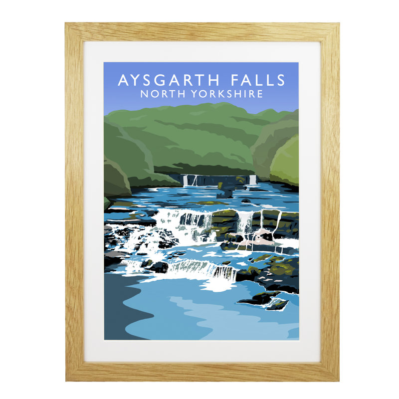 Aysgarth Falls by Richard O'Neil - Print, 43.5 cm H x 33.5 cm W x 2.2 cm D, Oak Wood Frame