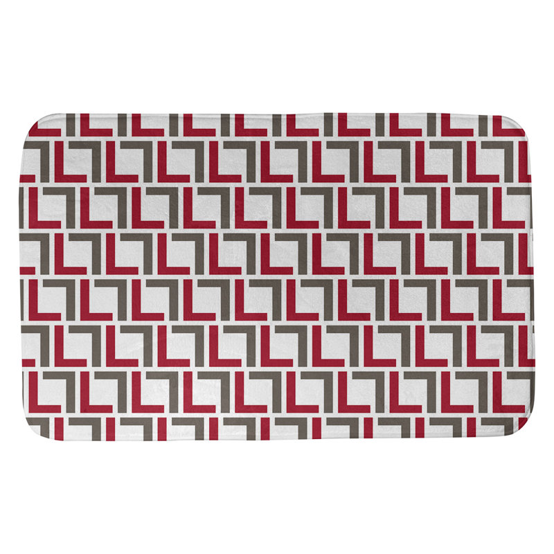 Tapis pour salle de bain Baltimore, l 17 po x L 24 po, Blanc / rouge / étain