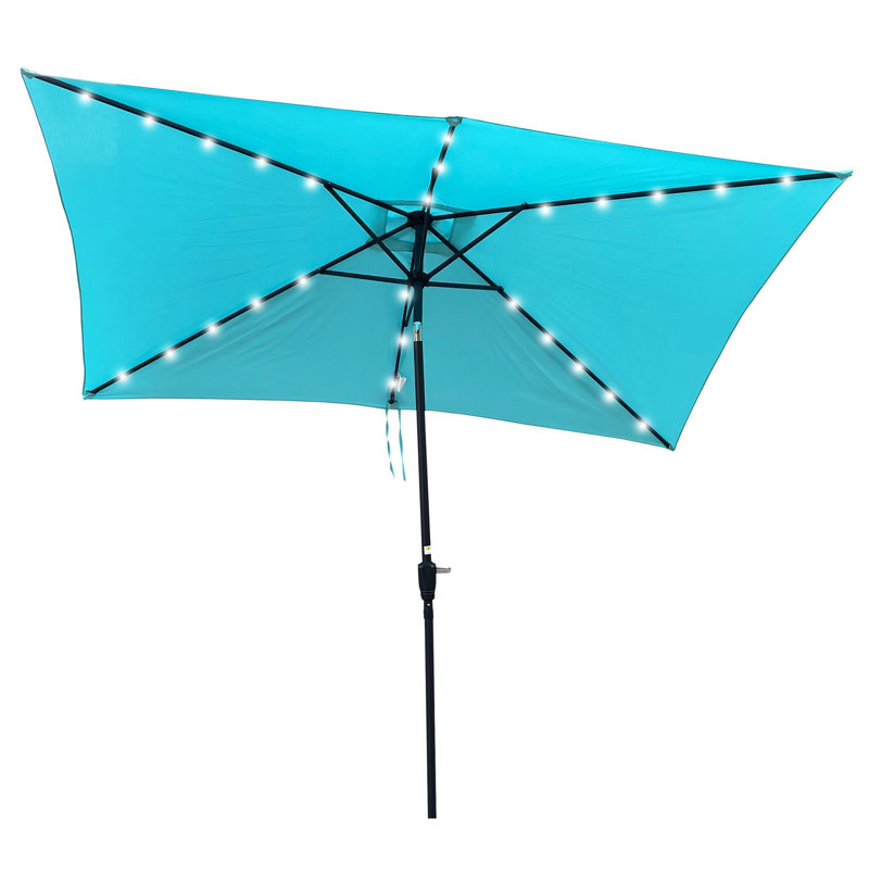 Parasol d'extérieur rectangulaire 10X6.5Ft Turquoise, Turquoise