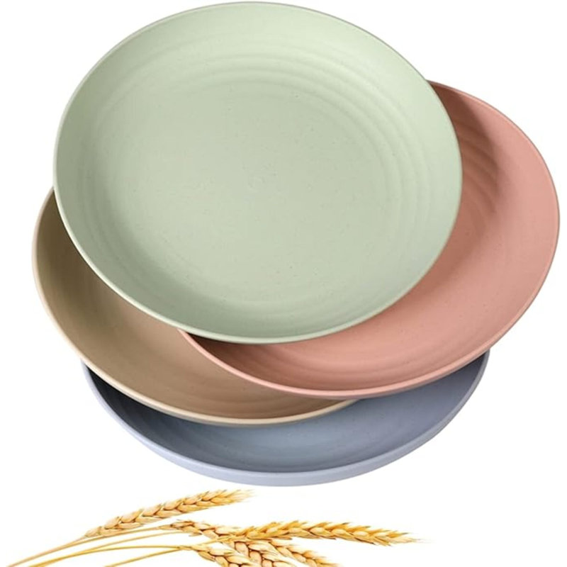 Assiettes en paille de blé légères et incassables, ensemble d'assiettes à vaisselle allant au lave-vaisselle et au micro-ondes