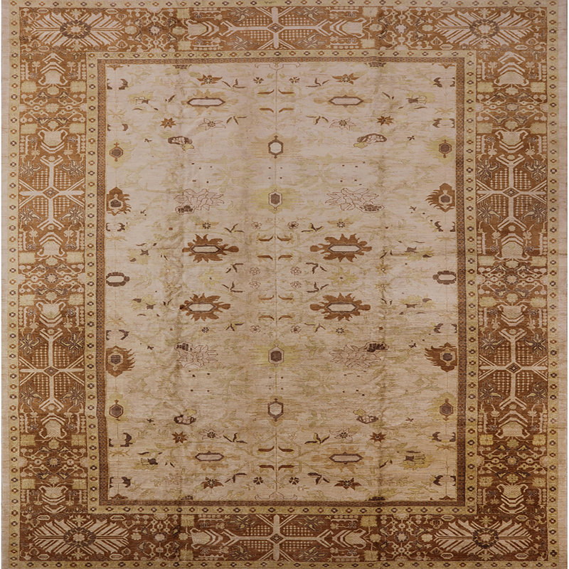 Tapis oriental brun / beige, Carré 3 pi