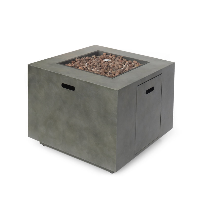 SQUARE IRON FIRE PIT-50 000 BTU, Stone Gray