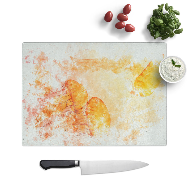 Tempered Glass the Orange Jellyfish Chopping Board, 28.5 cm x 39 cm