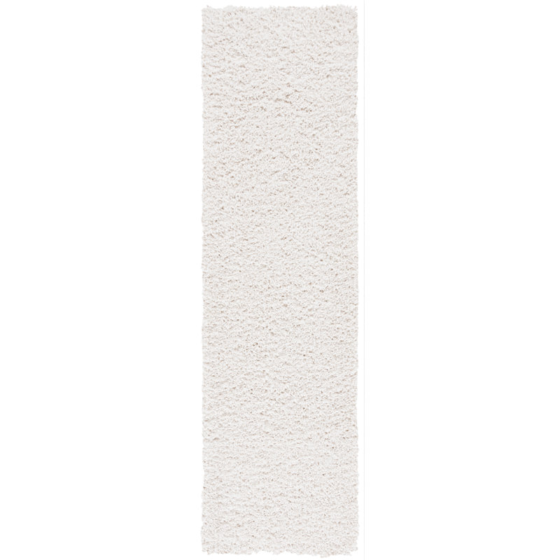 Tapis blanc touffeté Gundelinda, Tapis de couloir 2 pi 3 po x 8 pi