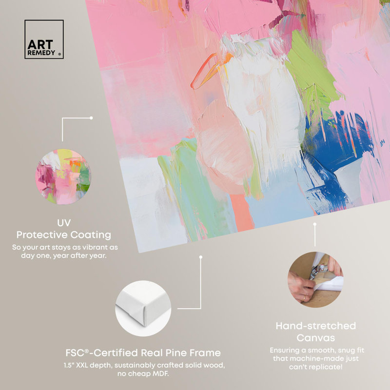 Dynamic Brushwork Canvas Modern Colorful Print by Art Remedy, 30" H x 30" W x 1.5" D, Wrapped Canvas