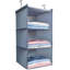 Organisateur de placard suspendu et 3 tablettes de rangement, étagères de rangement pour garde-robe pliables et faciles à monter, sac à vêtements, chaussures, accessoires de rangement, tissu Oxford lavable, gris