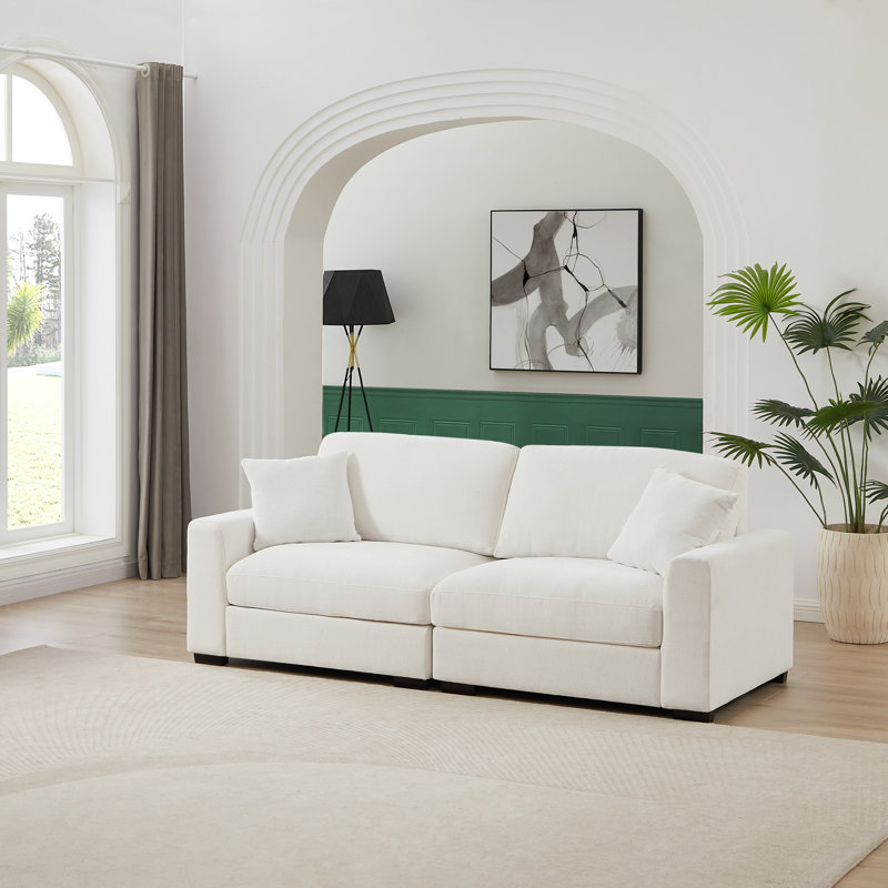 Swansea 2 - Piece Upholstered Cloud Sectional Sofa Loveseat, White 100% Polyester