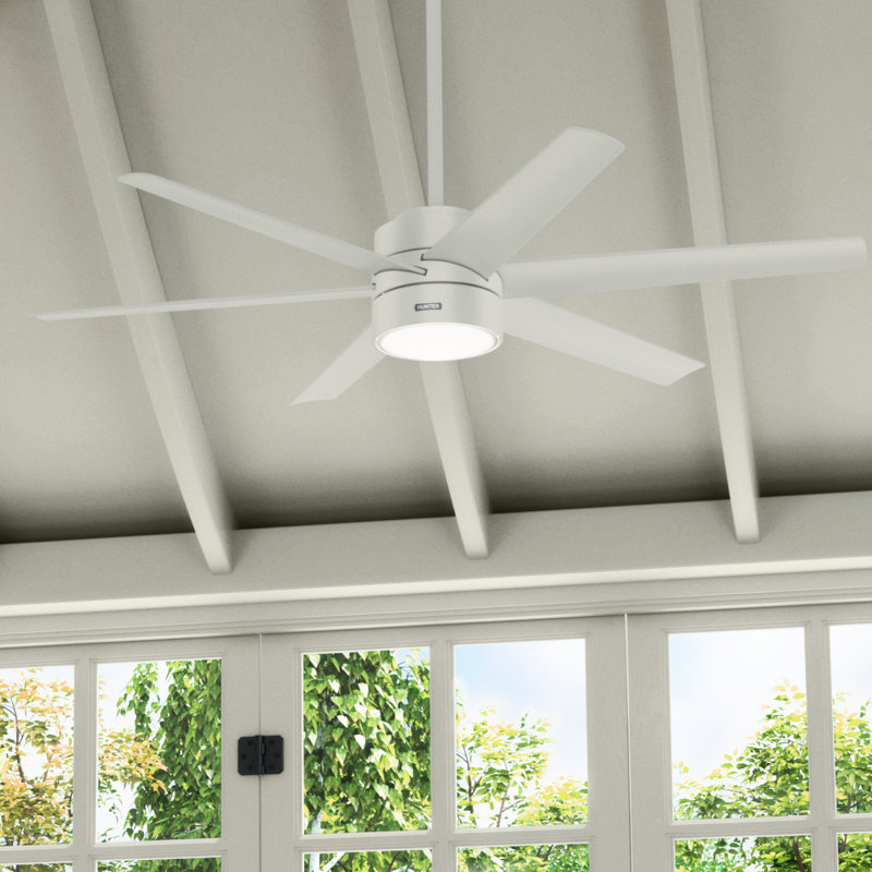 60" Solaria 6 - Blade Outdoor Standard Ceiling Fan with Lights, Fresh White