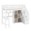 Lit mezzanine simple avec bureau intégré, DEL, tablettes de rangement, armoires et escalier-552793141