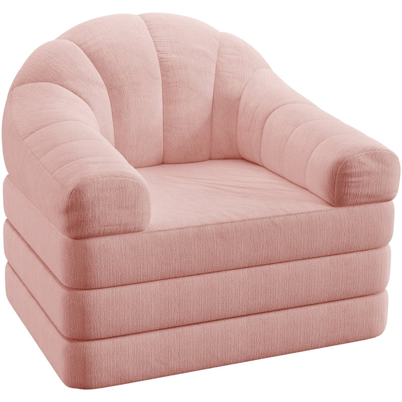 Fauteuil d'appoint pliant 2 en 1, fauteuil à billes convertible moelleux en canapé-lit, canapé-lit simple multifonctionnel pour le salon et les petits espaces, rose