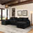 130"  U-Shaped Sofa With Console,Cupholders,6-Seat Upholstered Primary Living Space Furniture,Sleeper Couch Set With Chaise For Living Room,Apartment, (BLACK)-1243816170