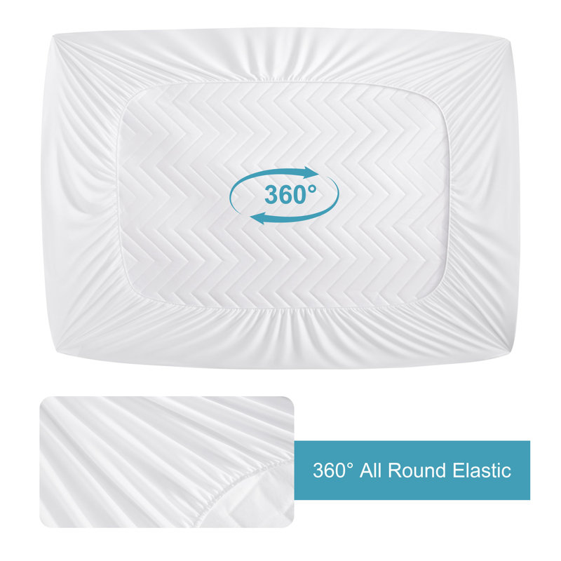 Soft & Breathable Cotton Waterproof Fitted Sheet, White, King Fitted Sheet