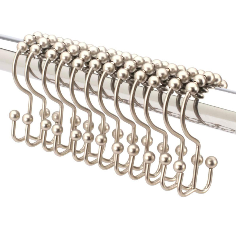 Crochets de rideau de douche double face, crochets de rideau de douche décoratifs en nickel brossé antirouille