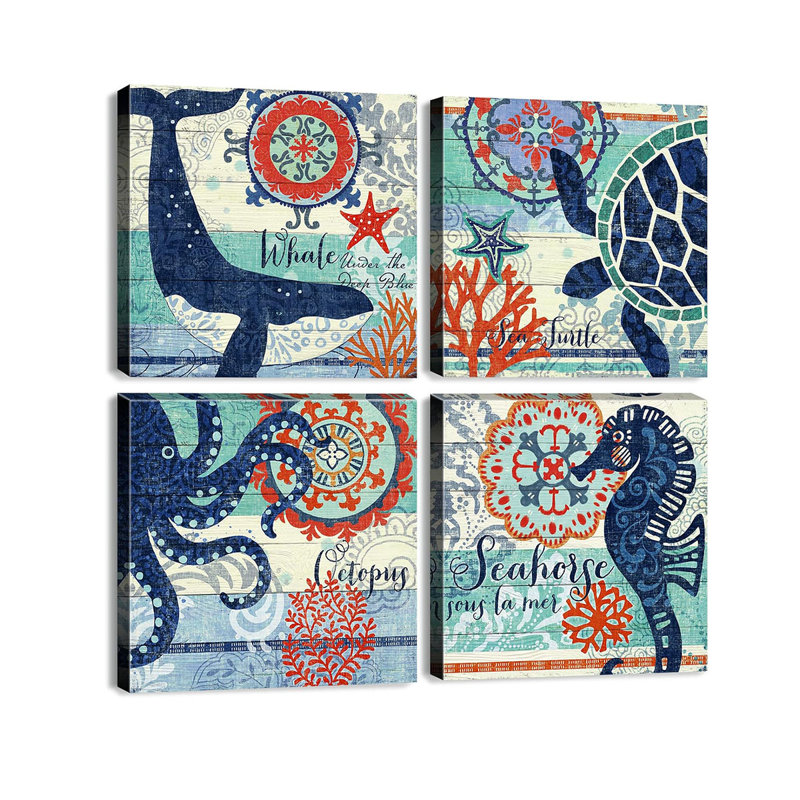 4 Piece Wrapped Canvas Wall Art