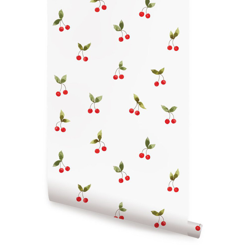 Crichton Cherries Patch 4' L x 24" W Paintable Peel and Stick Wallpaper Panel, 2' W x 18' L