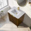 Ensemble de meuble-lavabo autoportant simple 30 po en brume de noyer avec plateau en pierre d'ingénierie Tavoleto Tavoleto-94514450-94514451