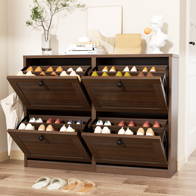 Josy 16 Pair Shoe Storage Cabinet, Walnut