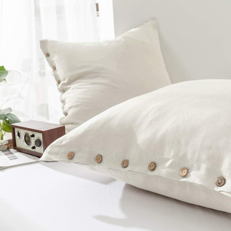 Housse de couvre-oreiller 100% lin lavé 100% euro, ensemble de 2 26 po x 26 po, Lin