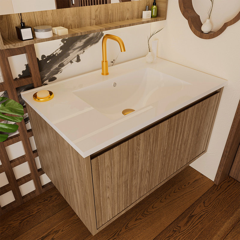 Armoire de meuble-lavabo 30 po sans lavabo en céramique, Chêne brun