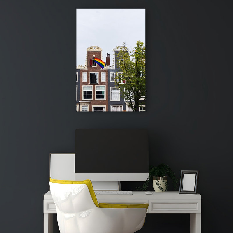 «Amsterdam Rainbow Flag», impression d'art mural de l'architecture abstraite traditionnelle de la ville, H 18 po x l 12 po
