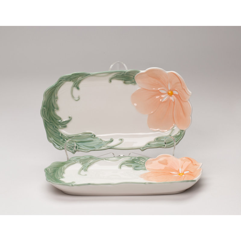 Ensemble de 2 assiettes à fleurs en porcelaine