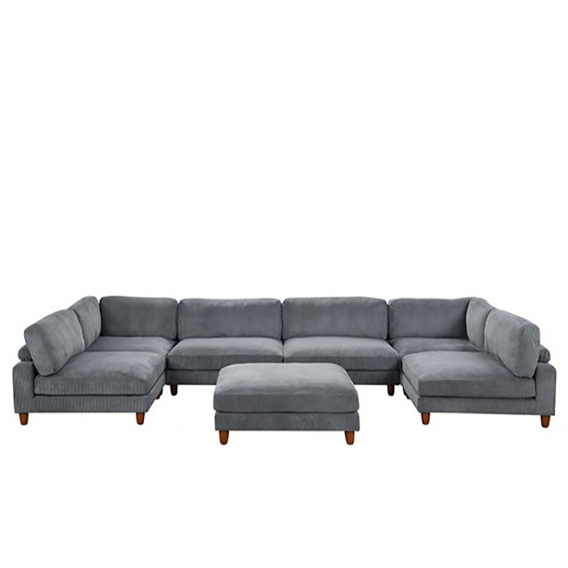 Cheston 7-seat Modular Sectional, Gray Corduroy