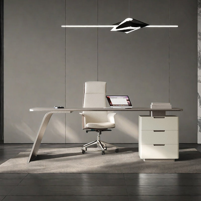 Bureau en acier fritté en acier inoxydable, Gris / Blanc, H 29,92 po x l 70,87 po x P 27,56 po