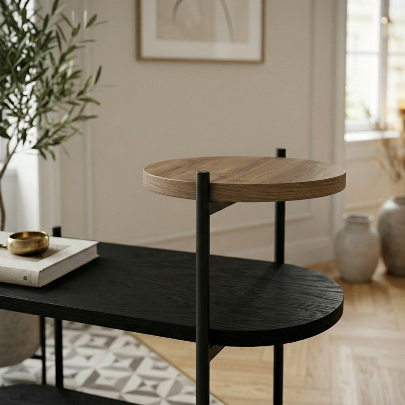 End Table, Black Wood - Dark Oak Effect