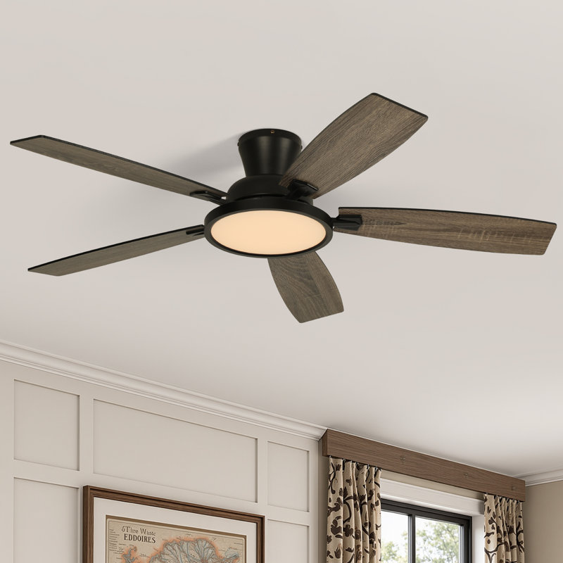 Karlena 52" Low Profile Ceiling Fan with Dimmable Backlight, Reversible Blades & Remote Control, 52"