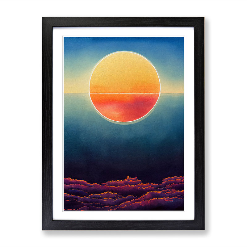 Astonishing Sunset Abstract - Single Picture Frame Print, Black Framed, 64cm H x 46cm W x 2cm D
