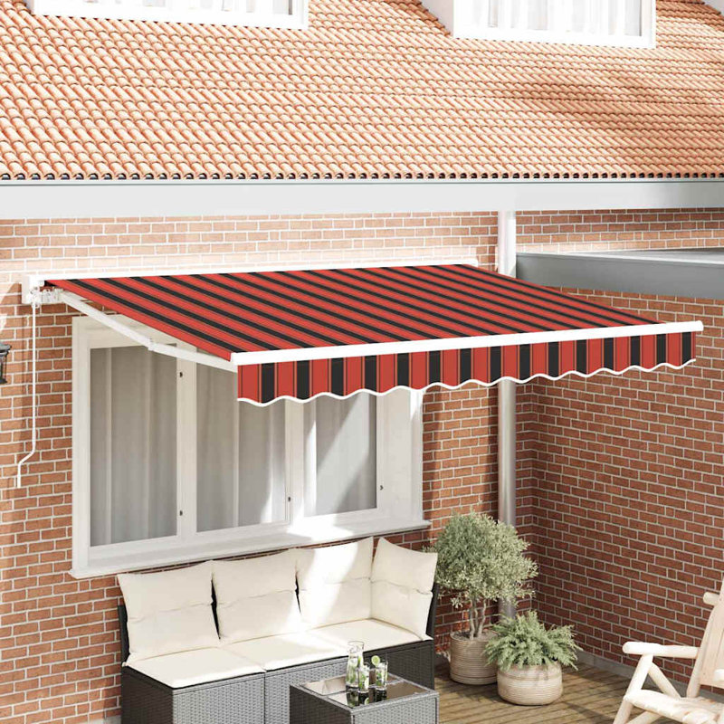 VidaXL Retractable, 300cm W x 200cm D, Striped, Orange/Black/White