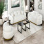 Luxueux canapé de salon avec coussins en tissu d'ameublement en tissu d'ameublement doré blanc