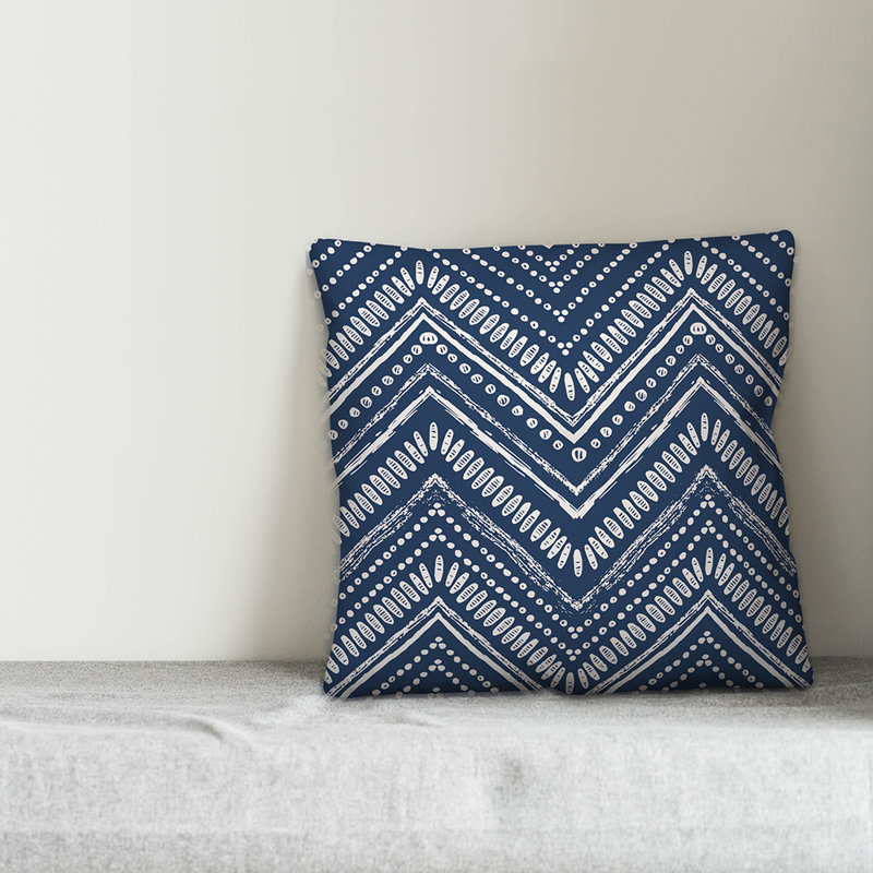 Coussin extérieur circulaire, Polyester / Bourre en polyester, 20 po x 20 po, Marine/ Blanc cassé