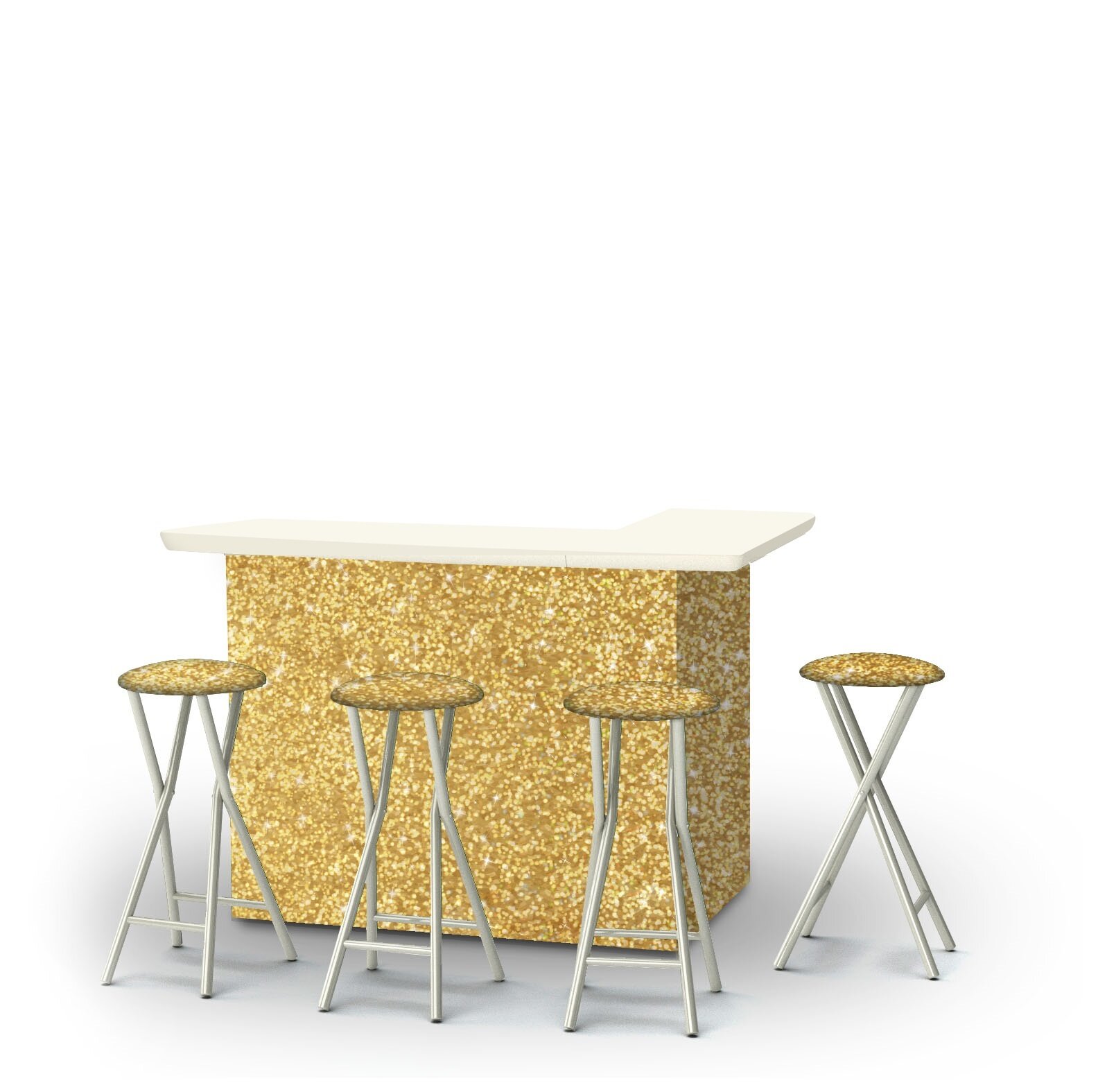 Best of Times Glitter Me Gold Bar Set with Stools Wayfair