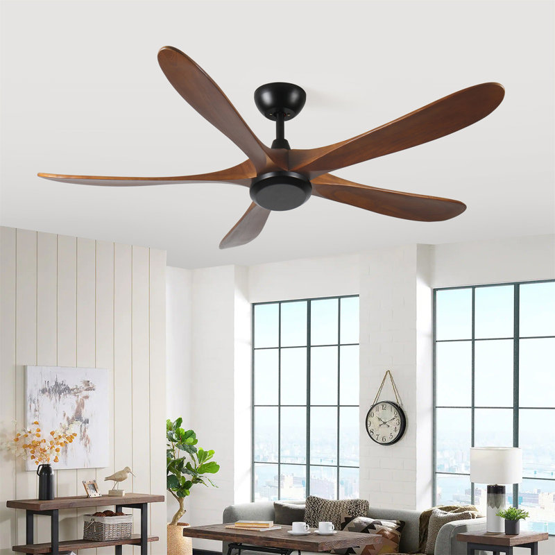 Ventilateur de plafond en bois 62 pouces sans lumière avec télécommande