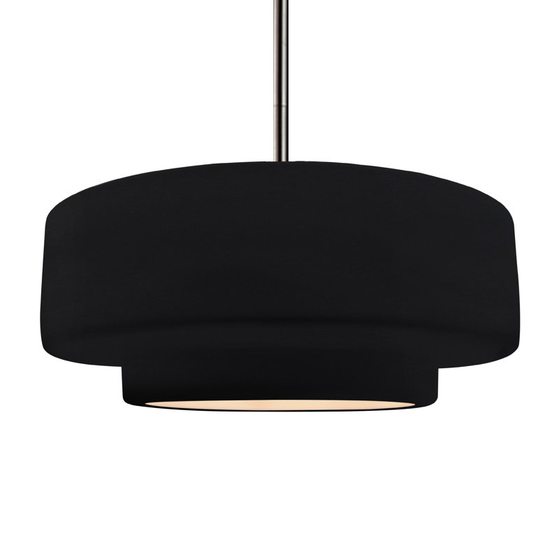Luminaire suspendu à 1 lumière Meydan, Noir lustré, H 6 po x l 16,25 po x P 16,25 po, Nickel brossé