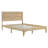 Full Size Solid Wood Bed with Rattan Headboard and Central Support
