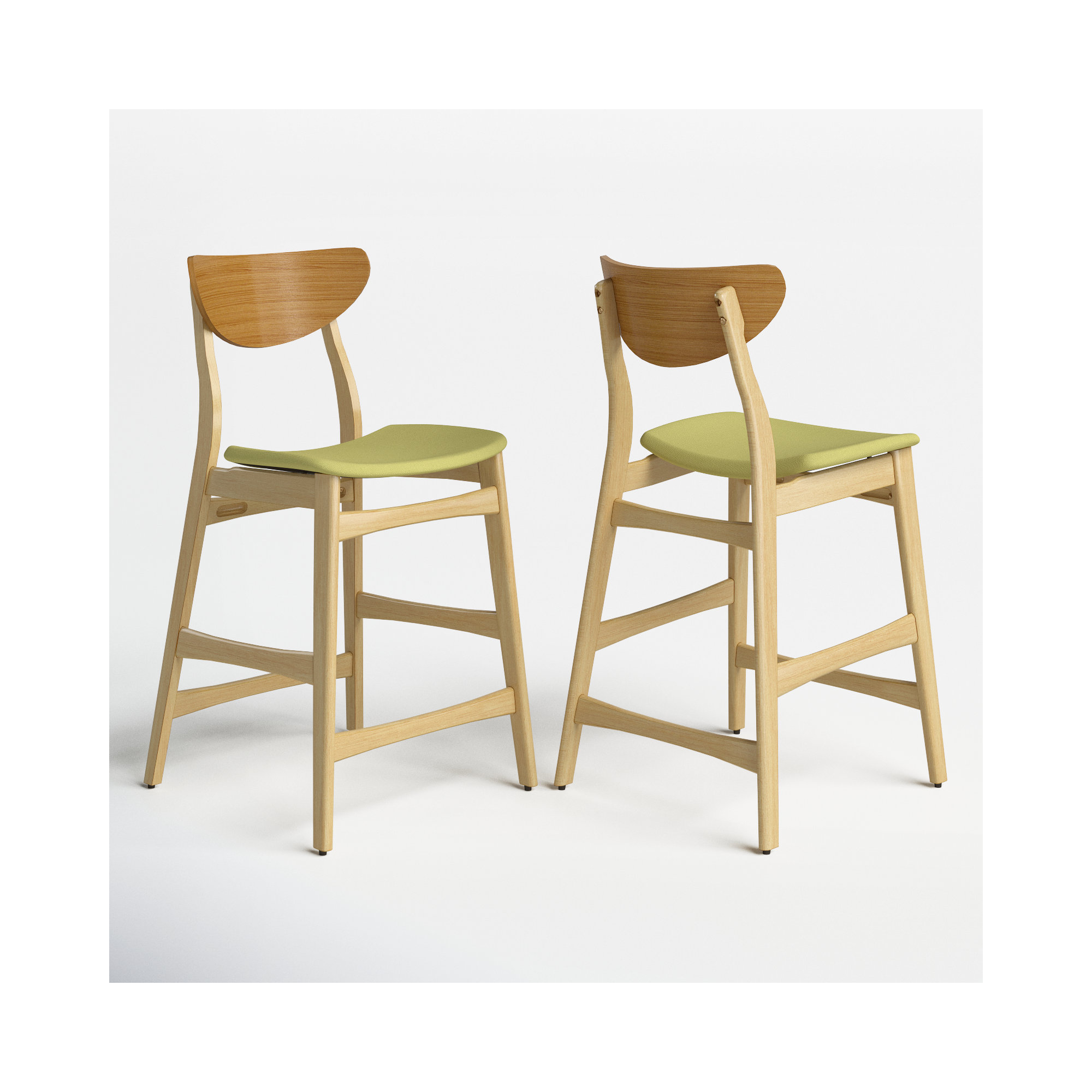 Fitz 24" Counter Stool, Green Tea, Oak