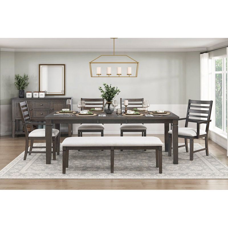 Table de salle à manger 6Pc, 6 pièces: table, banc, 4 chaises