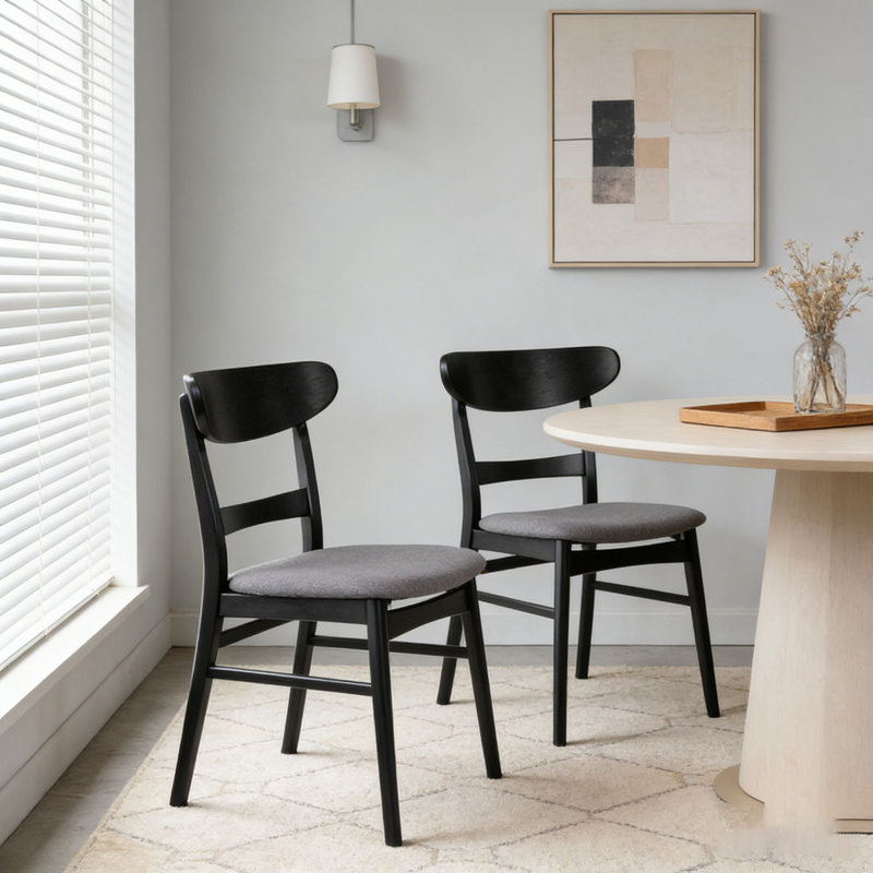 Chaise de salle à manger, Gris foncé / Noir