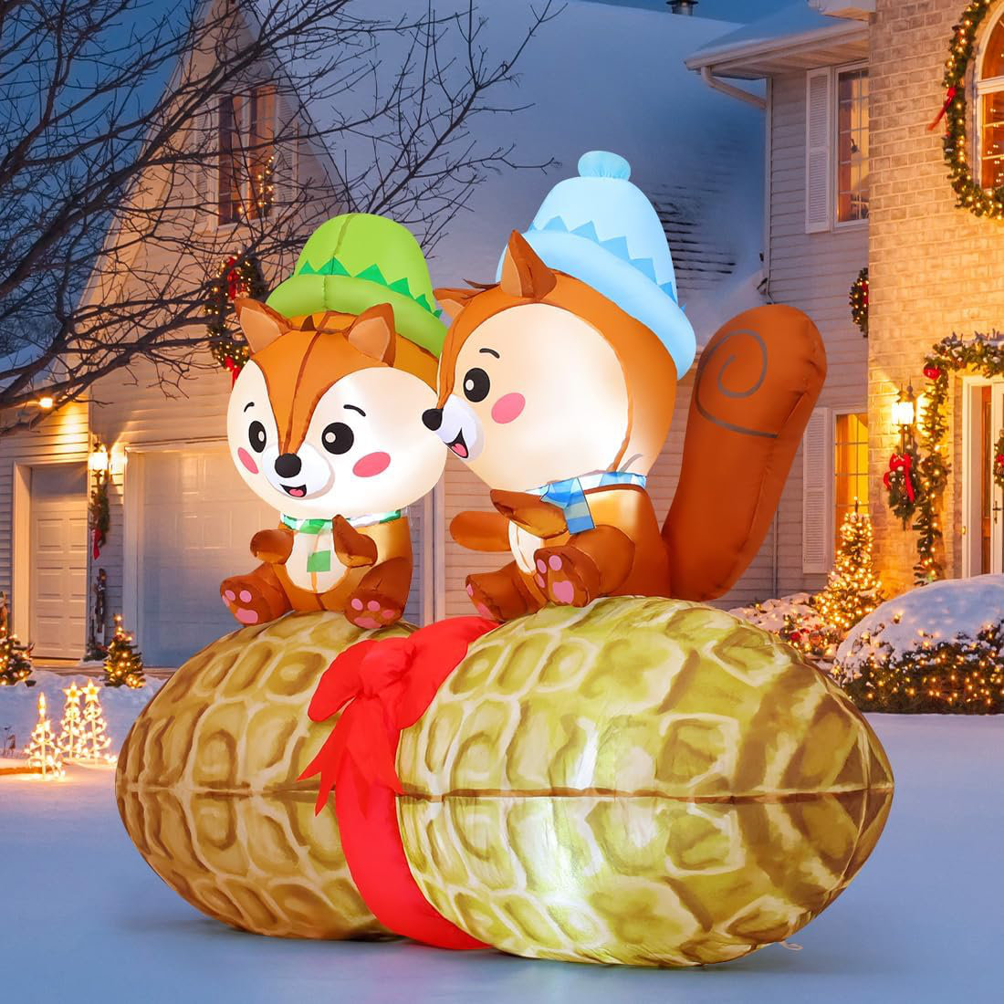 The Holiday Aisle® Christmas Inflatable 5 FT Peanuts and Squirrels