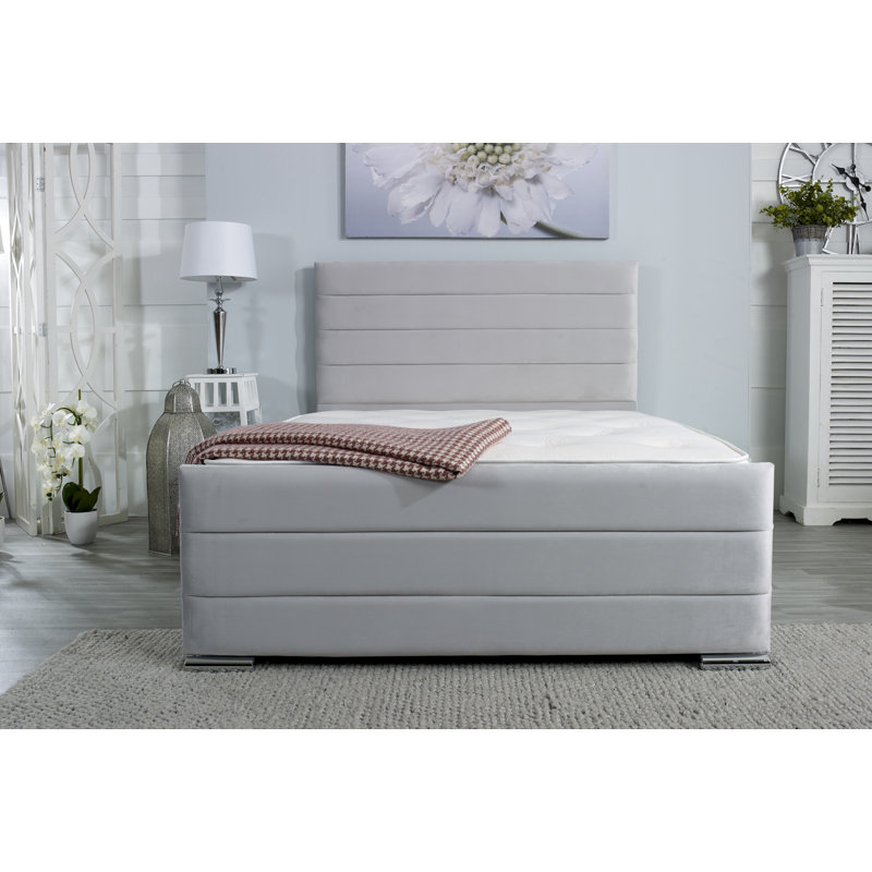 Aderholt Upholstered Bed Frame, Double (4'6), Silver