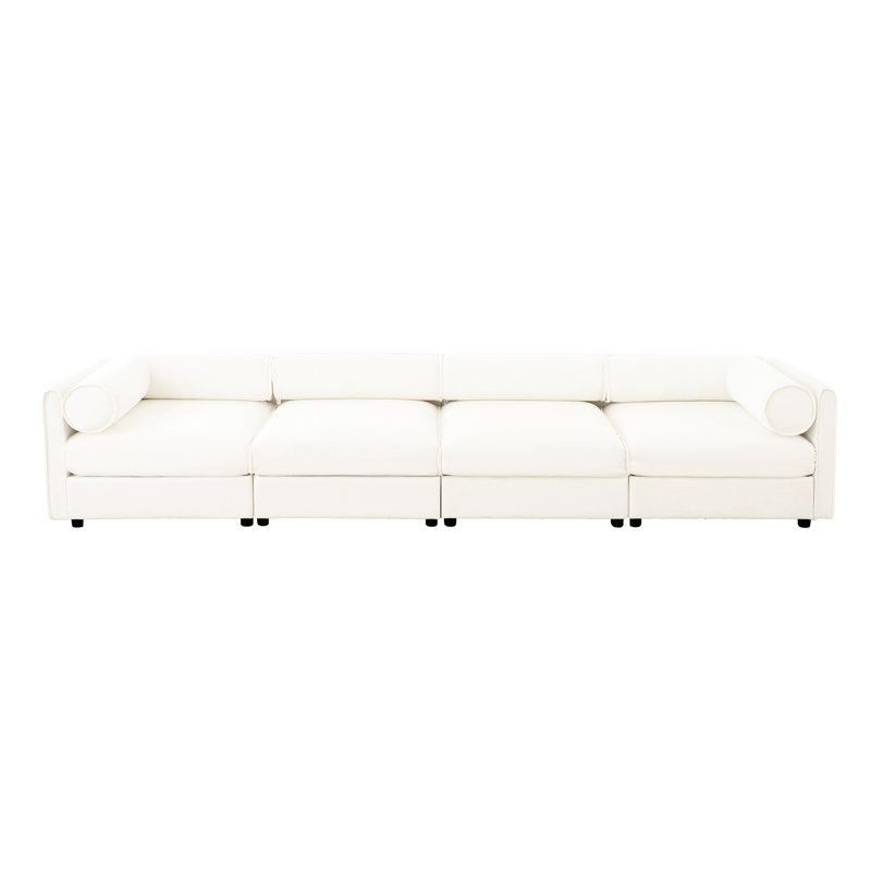 Rangement à 4 places en L en chenille blanche - Maximisez le confort et l'espace pour une utilisation à long terme, Blanc