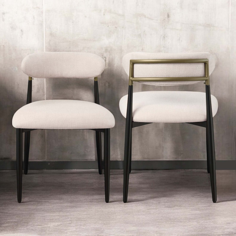 Chaise d'appoint Jaramillo en tissu beige et finition noire (ensemble de 2)