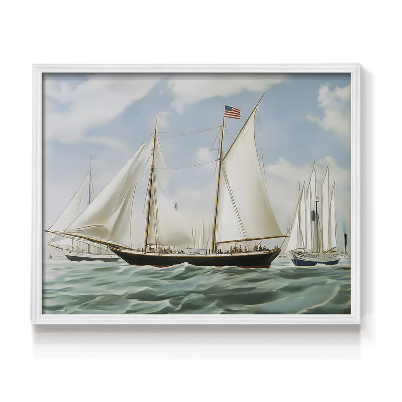 Série Nautical-CXLI - Impression encadrée - réarmable, H 11 po x l 14 po, Blanc