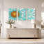 «Golden Geometric Starburst», ensemble de 3 toiles ondulées bleu sarcelle-225065951